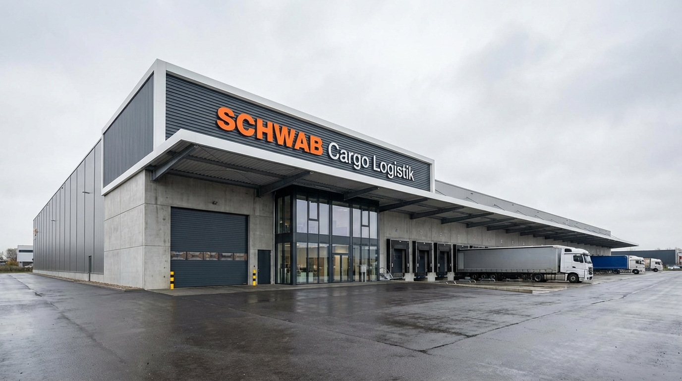 Aussenansicht der modernen SCHWAB Lagerhalle in Stolberg